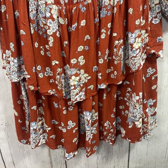 Urban Outfitters Floral Boho Cottagecore Mini Dress Off Shoulder Smocked Size L - Picture 9 of 15